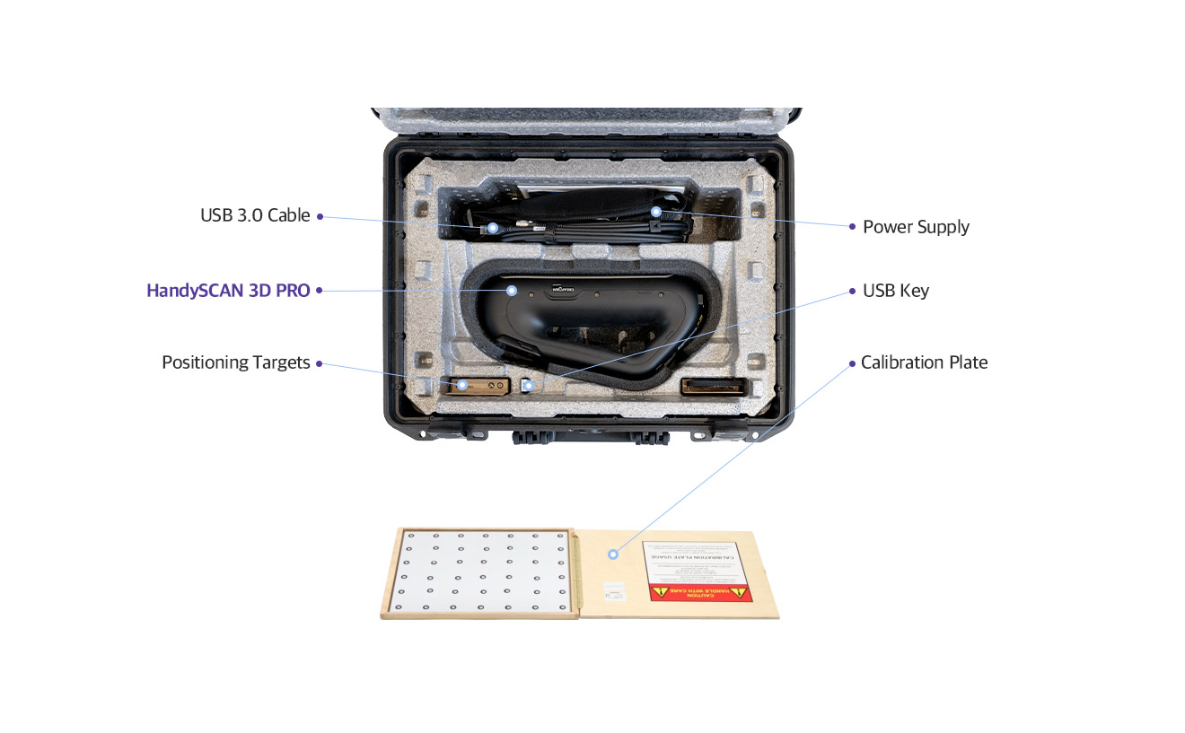 역설계 올인원 솔루션 레이저 3D스캐너 CREAFORM HandySCAN PRO 구성품 이미지